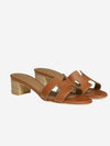 Oasis Calfskin Slipper Heels Gold Piqures Ecrues - HERMES - BALAAN 2