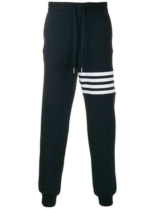 Men's Diagonal Stripe Waffle Track Pants Navy - THOM BROWNE - BALAAN 2