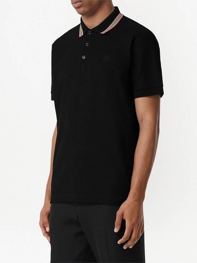 Striped Cotton Polo Shirt Black - BURBERRY - BALAAN 5