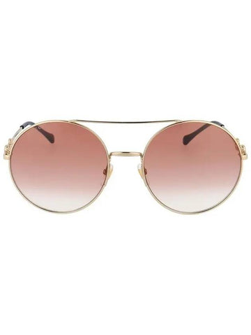 Eyewear Gold Brow Bar Round Sunglasses Gold - GUCCI - BALAAN.