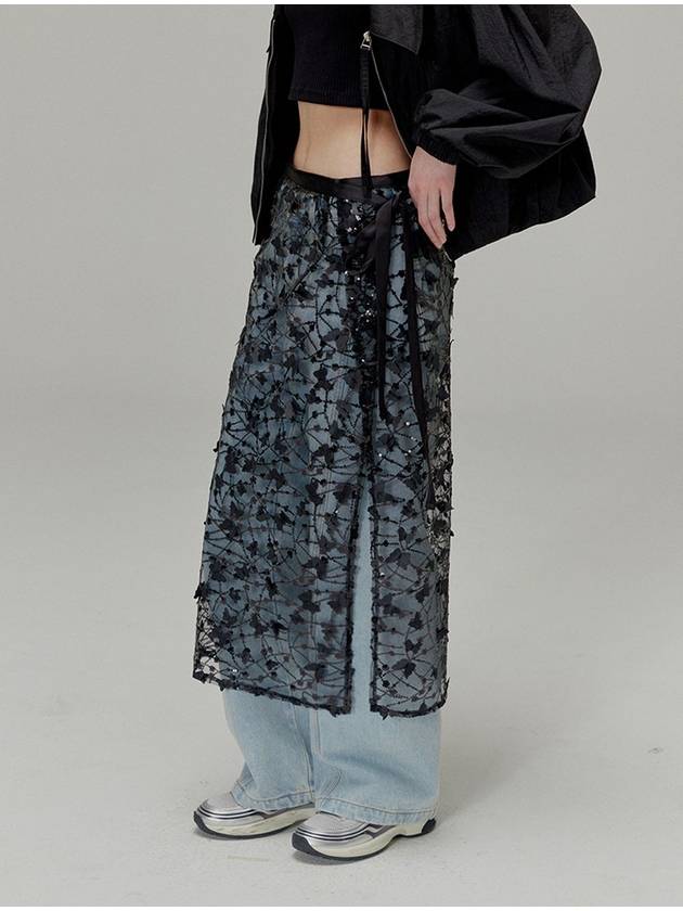 Butterfly Sequin Wrap A-Line Skirt Set Black - OPENING SUNSHINE - BALAAN 2