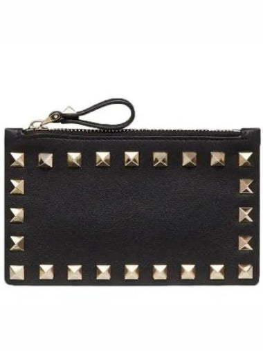 W2P0548 BOL 0NO Rockstud Zipper Card Wallet 1335732 - VALENTINO - BALAAN 1