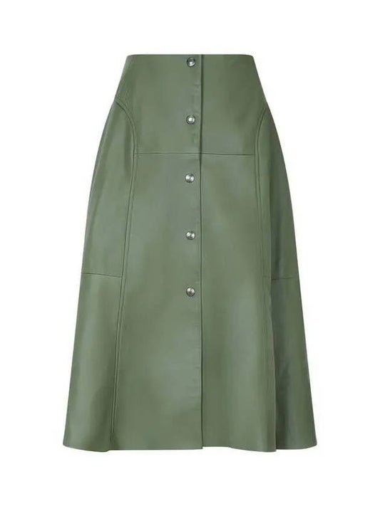 Women s Front Snap Button Leather Skirt Green 270084 - PAUL SMITH - BALAAN 1