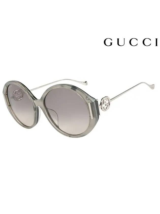 Eyewear Chain Round Frame Sunglasses Grey - GUCCI - BALAAN 3