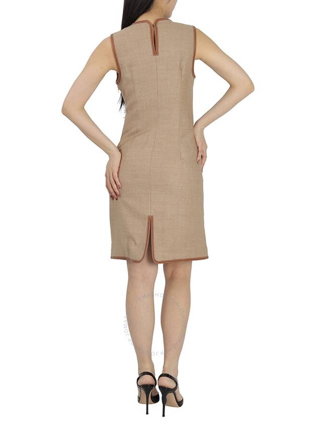 Button Panel Detail Wool Blend Midi Dress Biscuit - BURBERRY - BALAAN 4