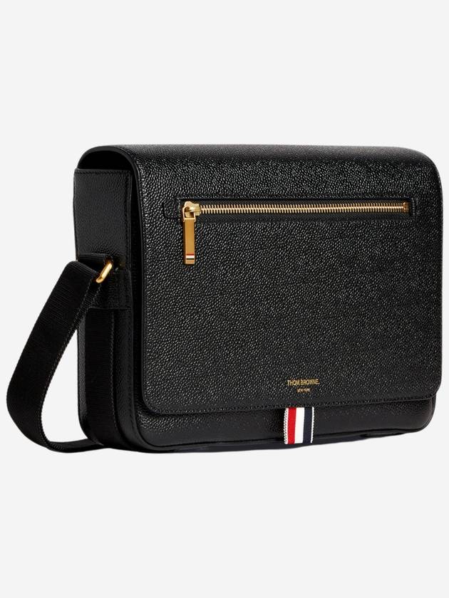 Tonal Strap Leather Reporter Cross Bag Black - THOM BROWNE - BALAAN 3