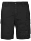 Men's Patch Logo Shorts Black - CP COMPANY - BALAAN 3