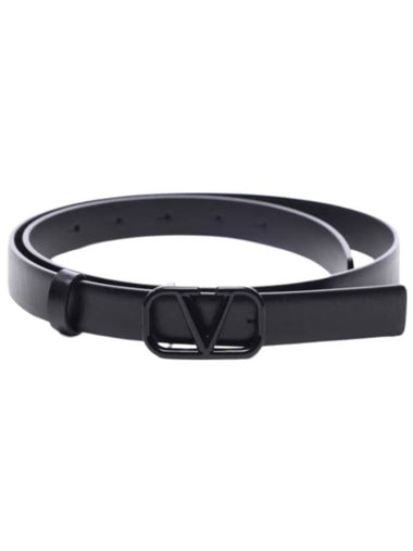 V Logo Signature Leather Belt Black - VALENTINO - BALAAN 1