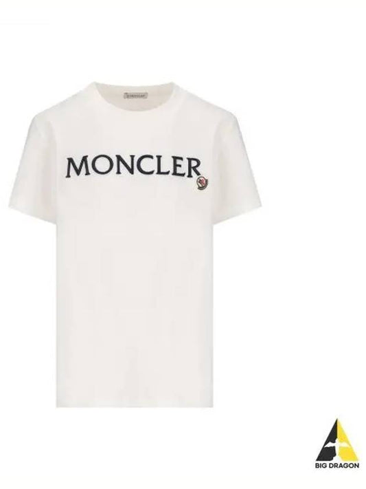 Embroidered Logo Cotton Short Sleeve T-Shirt White - MONCLER - BALAAN