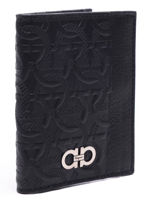 Embossed Logo Flap Gancini Card Wallet Black - SALVATORE FERRAGAMO - BALAAN 4