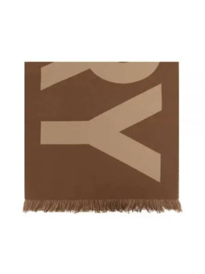 Logo Fringe Wool Scarf Birch Brown - BURBERRY - BALAAN 2