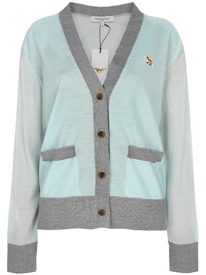 Baby Fox Patch Color Block Cardigan Peppermint - MAISON KITSUNE - BALAAN 2