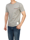 Men's Medium Weight Jersey Tipped Pocket Crewneck Short Sleeve T-Shirt Light Grey - THOM BROWNE - BALAAN 7