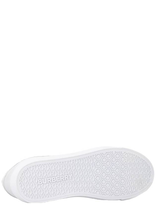 House Check Leather Sneakers Optic White - BURBERRY - BALAAN 5