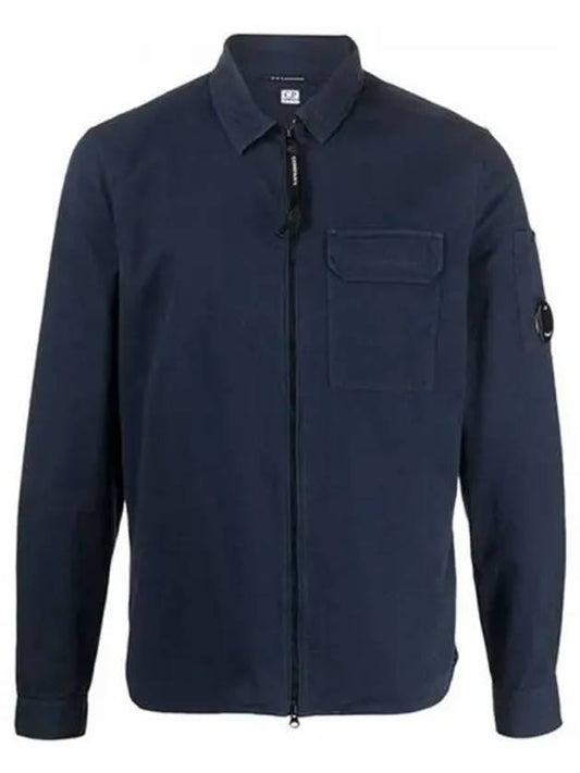 Emerized Gabardine Overshirt Zip-Up Jacket Navy - CP COMPANY - BALAAN 2