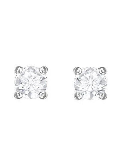 Stilla Attract Round Cut Stud Earrings Silver - SWAROVSKI - BALAAN 2