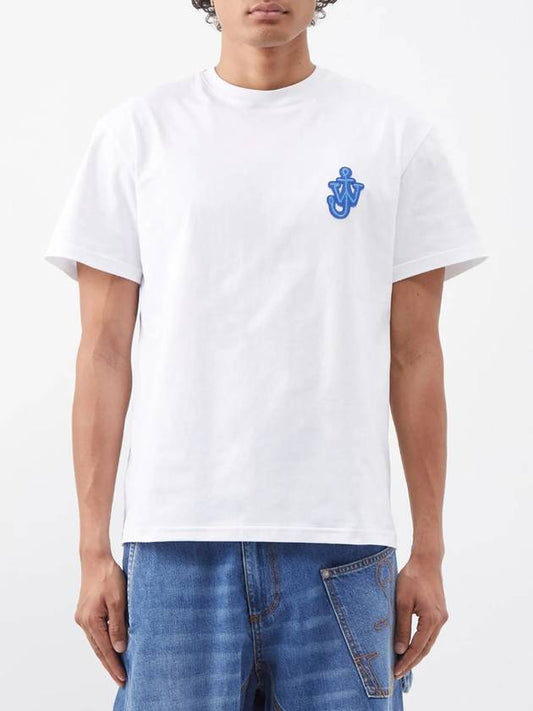 Embroidered Logo Cotton Short Sleeve T-Shirt White - JW ANDERSON - BALAAN.