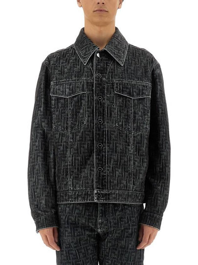 FF Motif Oversize Denim Jacket Grey - FENDI - BALAAN 2