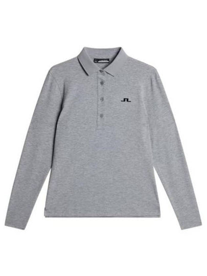 Flor Logo Polo Long Sleeve T-Shirt Medium Grey Melange - J.LINDEBERG - BALAAN 2