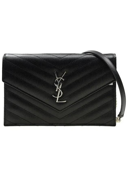 Monogram Matelasse Envelope Chain Cross Bag Black - SAINT LAURENT - BALAAN 2