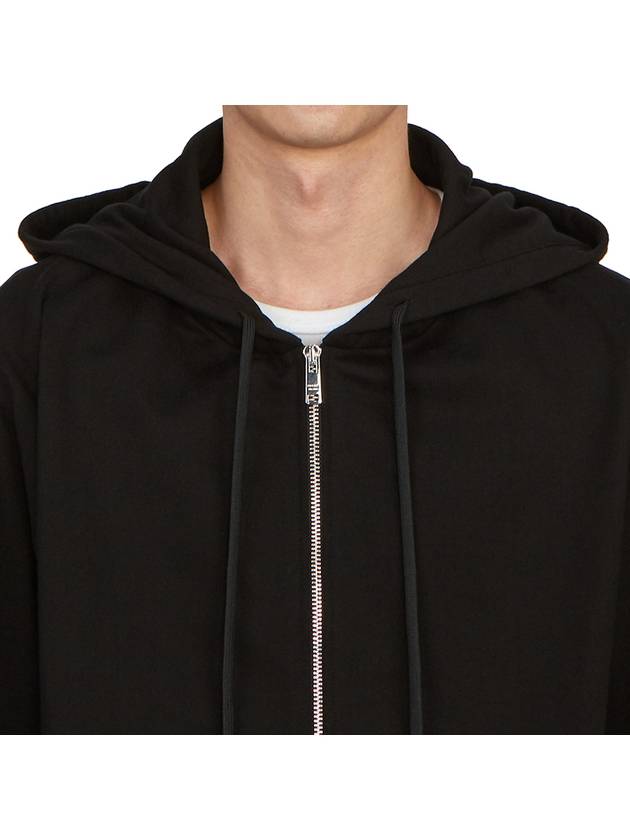 Back Embroidery Logo Cotton Hooded Zip-up Black - PRADA - BALAAN 8