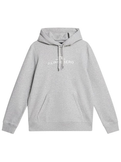 Alpha Logo Print Hoodie Light Grey Melange - J.LINDEBERG - BALAAN 2