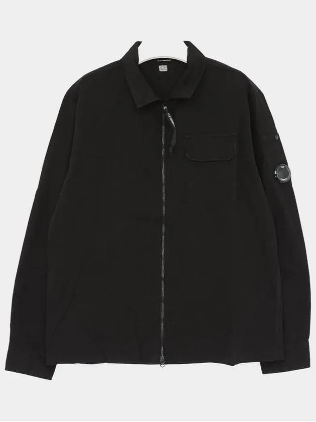 Oversized Organic Gabardine Long Sleeve Shirt Black - CP COMPANY - BALAAN 4