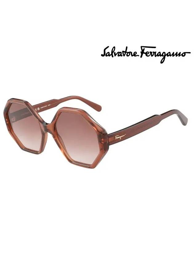 Gray Gradient Geometric Ladies Sunglasses - SALVATORE FERRAGAMO - BALAAN 3