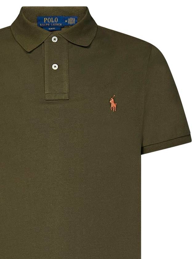 Men's Orange Embroidery Logo Short Sleeve PK Shirt Defender Green - POLO RALPH LAUREN - BALAAN 4