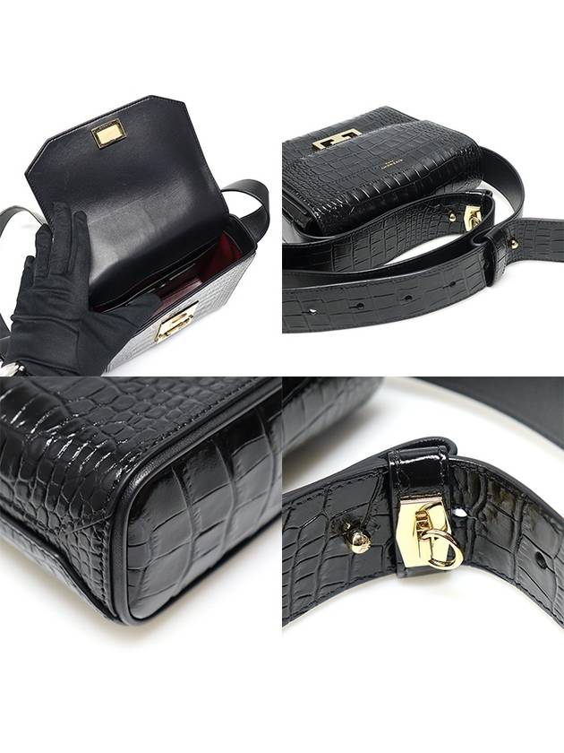 BB50B1B0LK Black Crocodile Embossed Leather Gold Eden Small Shoulder Bag - GIVENCHY - BALAAN 6