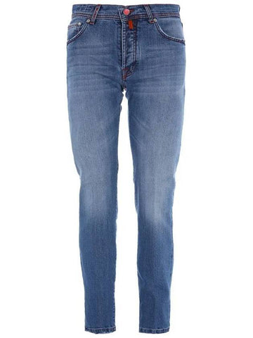 Men's Cotton Straight Jeans Blue - KITON - BALAAN 1