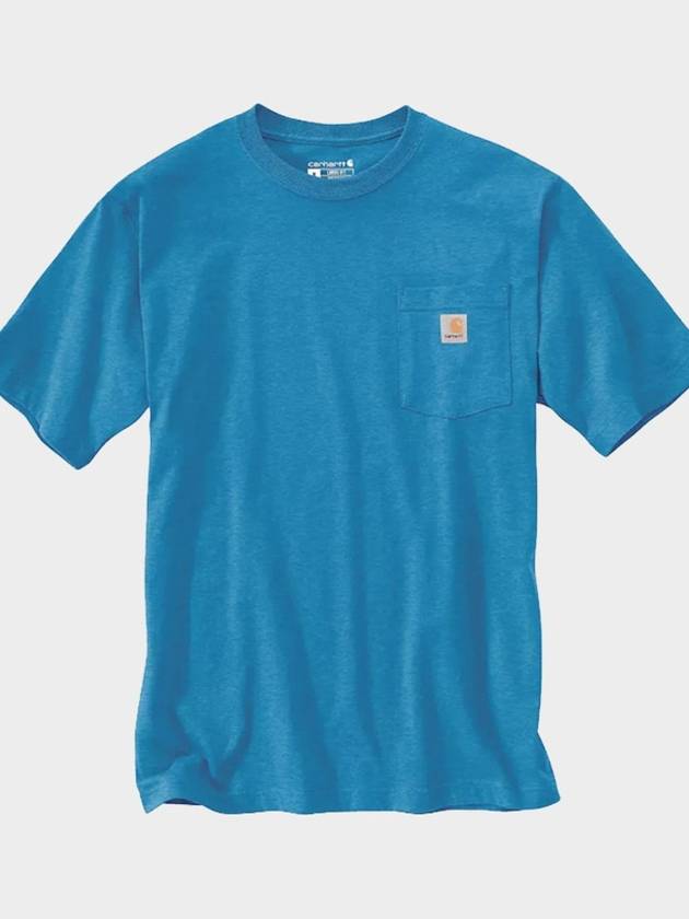 Pocket short sleeve t shirt marine blue header sleeves K87 H72 - CARHARTT - BALAAN 4