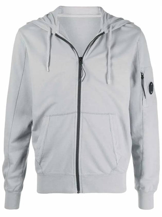 Lens Wappen Hood Zip Up Gray - CP COMPANY - BALAAN.