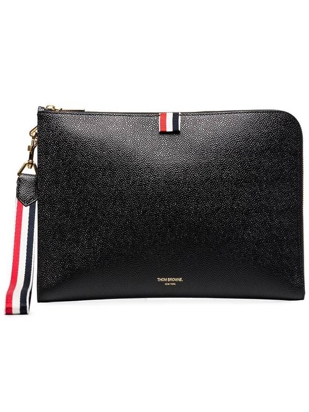 RWB Strap Medium Folio Clutch Black - THOM BROWNE - BALAAN.