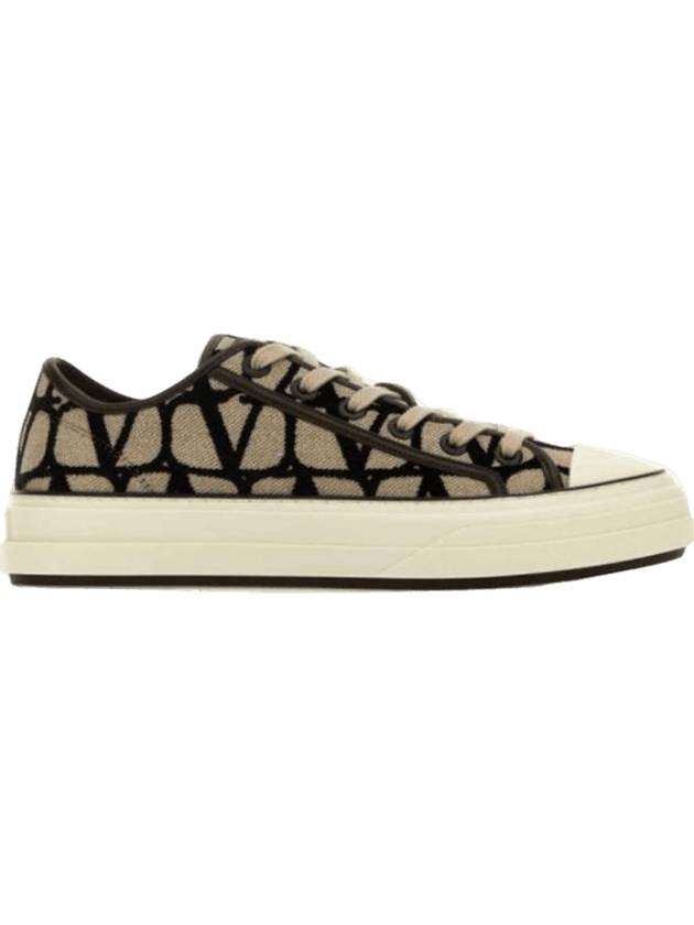 Women's Toile Iconographe Low Top Sneakers Black Beige - VALENTINO - BALAAN 1