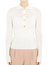 Logo Flaque Button Wool Polo Knit Top Beige - GANNI - BALAAN 2