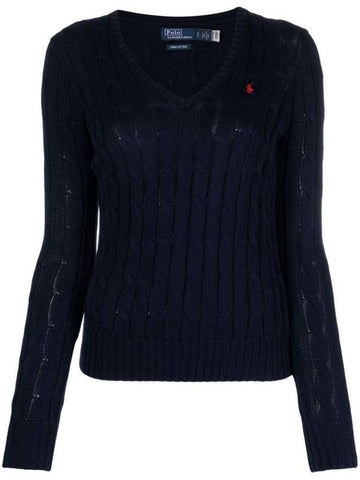 Women's Embroidered Logo Knit Top Navy - POLO RALPH LAUREN - BALAAN 1