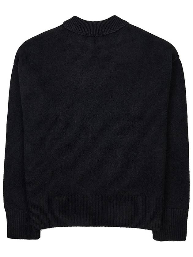 Intarsia Big Heart Logo Wool Knit Top Black - AMI - BALAAN 3