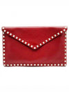 Women s Valentino TVQP56VSH1 Red Calfskin Envelope Gold Rockstud Clutch gt Pouch Gangbuk used luxury goods - VALENTINO - BALAAN 1