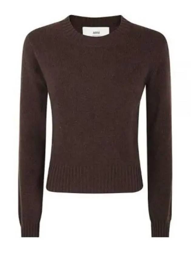 De Coeur Logo Crew Neck Cashmere Knit Top Dark Coffee - AMI - BALAAN 2