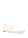 Triangle Logo Lane Leather Low-Top Sneakers Ivory - PRADA - BALAAN 4