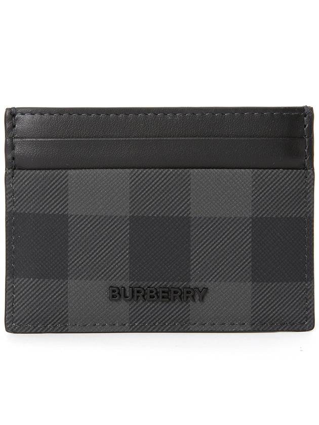 Check Leather Card Case Charcoal - BURBERRY - BALAAN 2