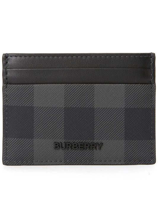 Check Leather Card Case Charcoal - BURBERRY - BALAAN 2