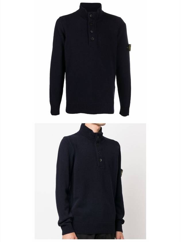 High Neck Half Button Lambswool Knit Top Navy - STONE ISLAND - BALAAN 6