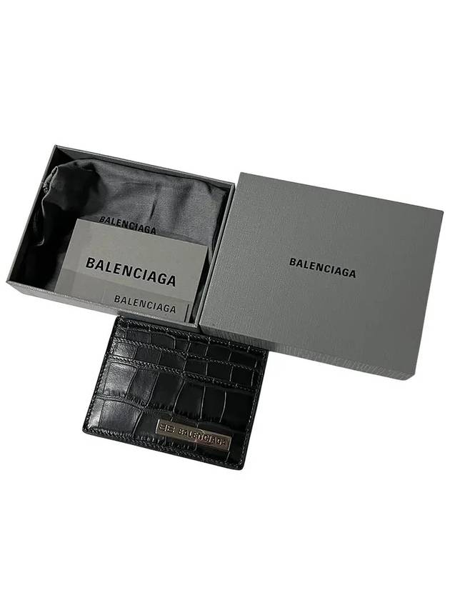BB logo metal tab crocker card wallet - BALENCIAGA - BALAAN.