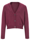 Semi crop V neck cardigan Wine - BUTTONPLAY - BALAAN 1