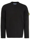 Wappen Patch Crew Neck Knit Top Black - STONE ISLAND - BALAAN 1