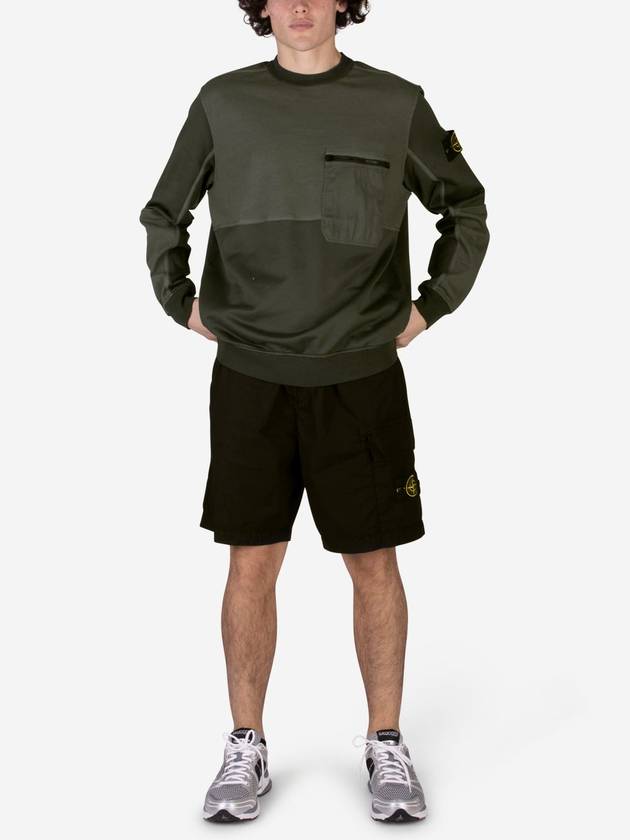 Compass Panel Zipper Pocket Cotton Sweatshirt Dark Green - STONE ISLAND - BALAAN 3