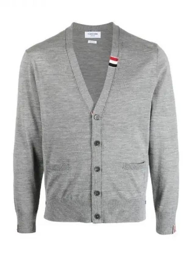 RWB V neck wool cardigan - THOM BROWNE - BALAAN 1