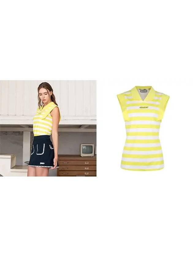 Golf Tennis Women s Striped V Neck T Shirt Yellow - AVAVE - BALAAN 3